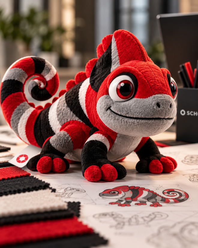 Pluesch-Chamaeleon-im-Designstudio